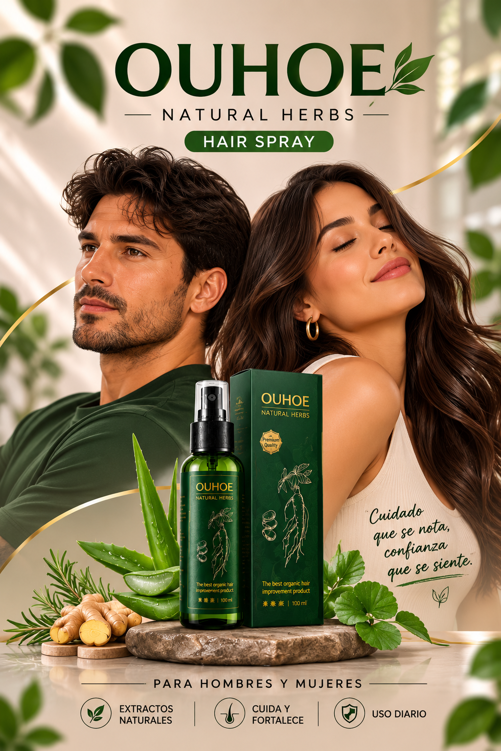 🌿 OUHOE NATURAL HERBS – Spray Capilar Fortalecedor