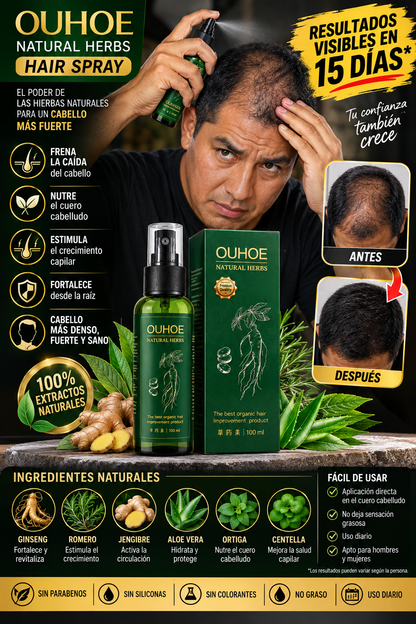 🌿 OUHOE NATURAL HERBS – Spray Capilar Fortalecedor