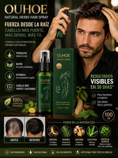 🌿 OUHOE NATURAL HERBS – Spray Capilar Fortalecedor